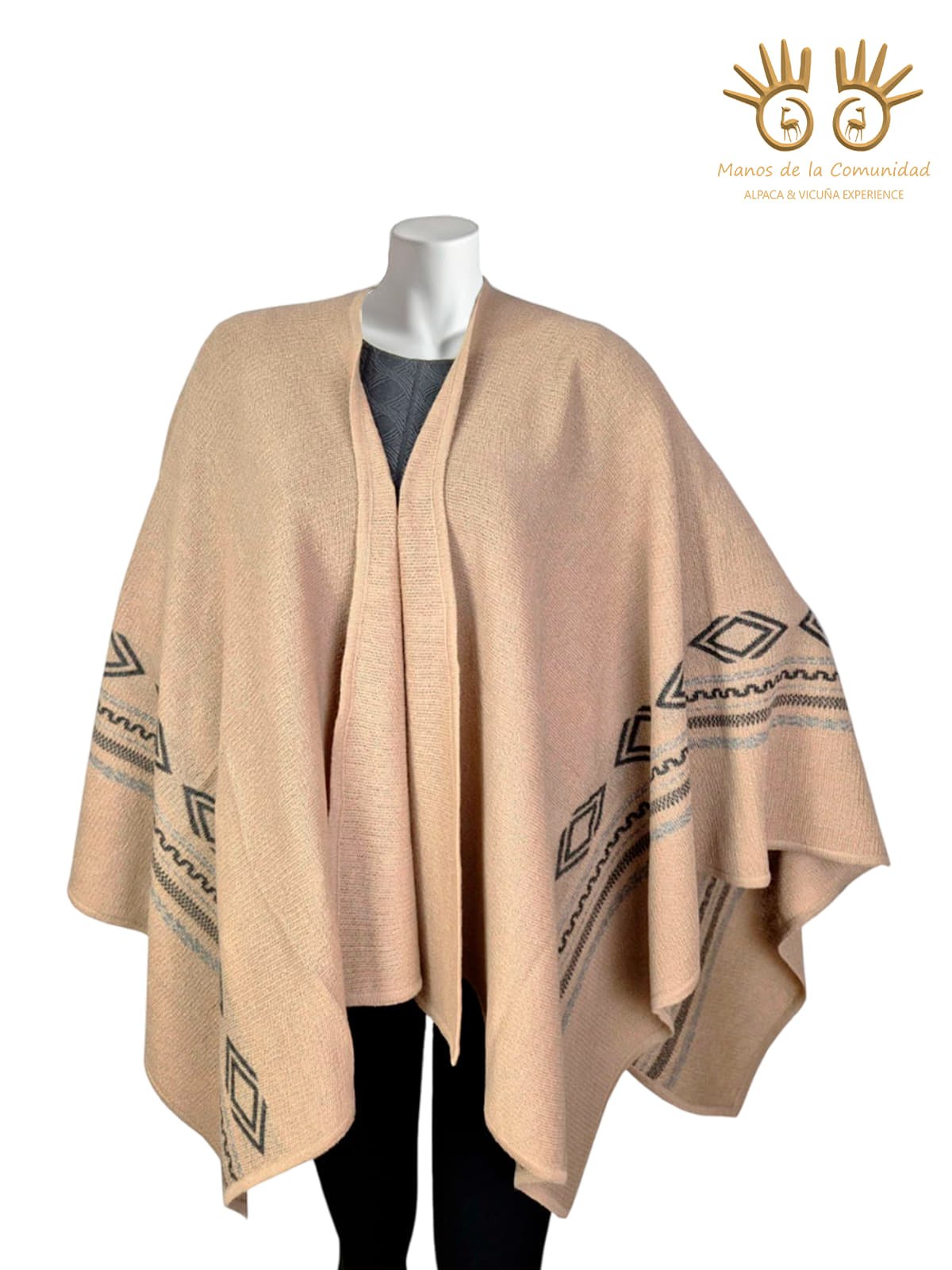 Handcrafted Open-Front Alpaca Ruana Cape