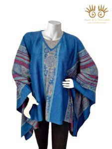 Handknitted Alpaca Poncho with Traditional Andean Patterns